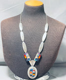 Native American Important Al Platero Thick Silver Sterling Inlay Turquoise Vintage Necklace-Nativo Arts