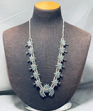 Intricate Womens Vintage Native American Zuni Turquoise Sterling Silver Squash Blossom Necklace-Nativo Arts