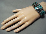 Vivid Spiderweb Turquoise Vintage Native American Navajo Sterling Silver Bracelet-Nativo Arts