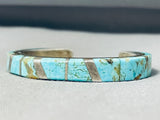 Thicker Vintage Native American Navajo #8 Turquoise Mine Sterling Silver Inlay Bracelet-Nativo Arts