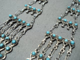 Fabulous Vintage Native American Zuni Turquoise Sterling Silver Chandelier Earrings-Nativo Arts