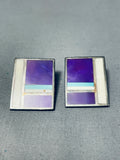 Stunning Vintage Native American Navajo Sugulite Sterling Silver Earrings-Nativo Arts