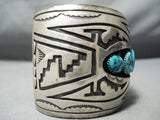 Best Vintage Native American Navajo Howie Begay Turquoise Sterling Silver Geomtric Bracelet-Nativo Arts