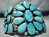 One Of Biggest Best Vintage Native American Navajo Turquoise Cluster Sterling Silver Bracelet-Nativo Arts