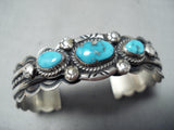 Superb Vinage Hopi Turquoise Sterling Silver Bracelet Native American Old-Nativo Arts