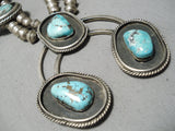 Giant Vintage Native American Navajo Turquoise Sterling Silver Squash Blossom Necklace-Nativo Arts