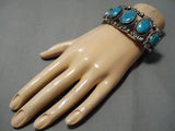 Impressive Vintage Zuni Native American Turquoise Sterling Silver Bracelet-Nativo Arts