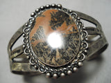 Early 1900's Vintage Native American Navajo Petrified Wood Sterling Silver Bracelet Old-Nativo Arts