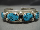 Museum Vitnage Native American Navajo Deep Blue Turquoise Sterling Silver Bracelet Old-Nativo Arts