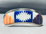 Native American One Of The Most Unique Vintage Tom Jackson Sterling Silver Inlay Bracelet-Nativo Arts