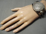 Thick Vintage Native American Navajo 1921 Coin Sterling Silver Bracelet Old-Nativo Arts