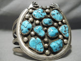 Important Vintage Native American Navajo Ancient Hands Sterling Silver Turquoise Naja Bracelet-Nativo Arts