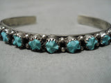 Exquisite Vintage Zuni Native American Turquoise Sterling Silver Bracelet-Nativo Arts