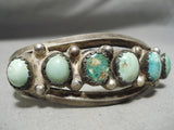 Very Early Vintage Native American Navajo Cerrillos Turquoise Sterling Silver Bracelet Old-Nativo Arts