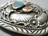 Important Vintage Native American Navajo Gary Reeves Sterling Silver Turquoise Buckle Old-Nativo Arts