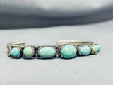 Signed Vintage Native American Navajo Green Turquoise Sterling Silver Bracelet-Nativo Arts