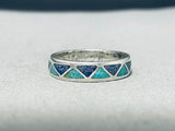 Astounding Vintage Native American Navajo Turquoise & Lapis Sterling Silver Ring-Nativo Arts