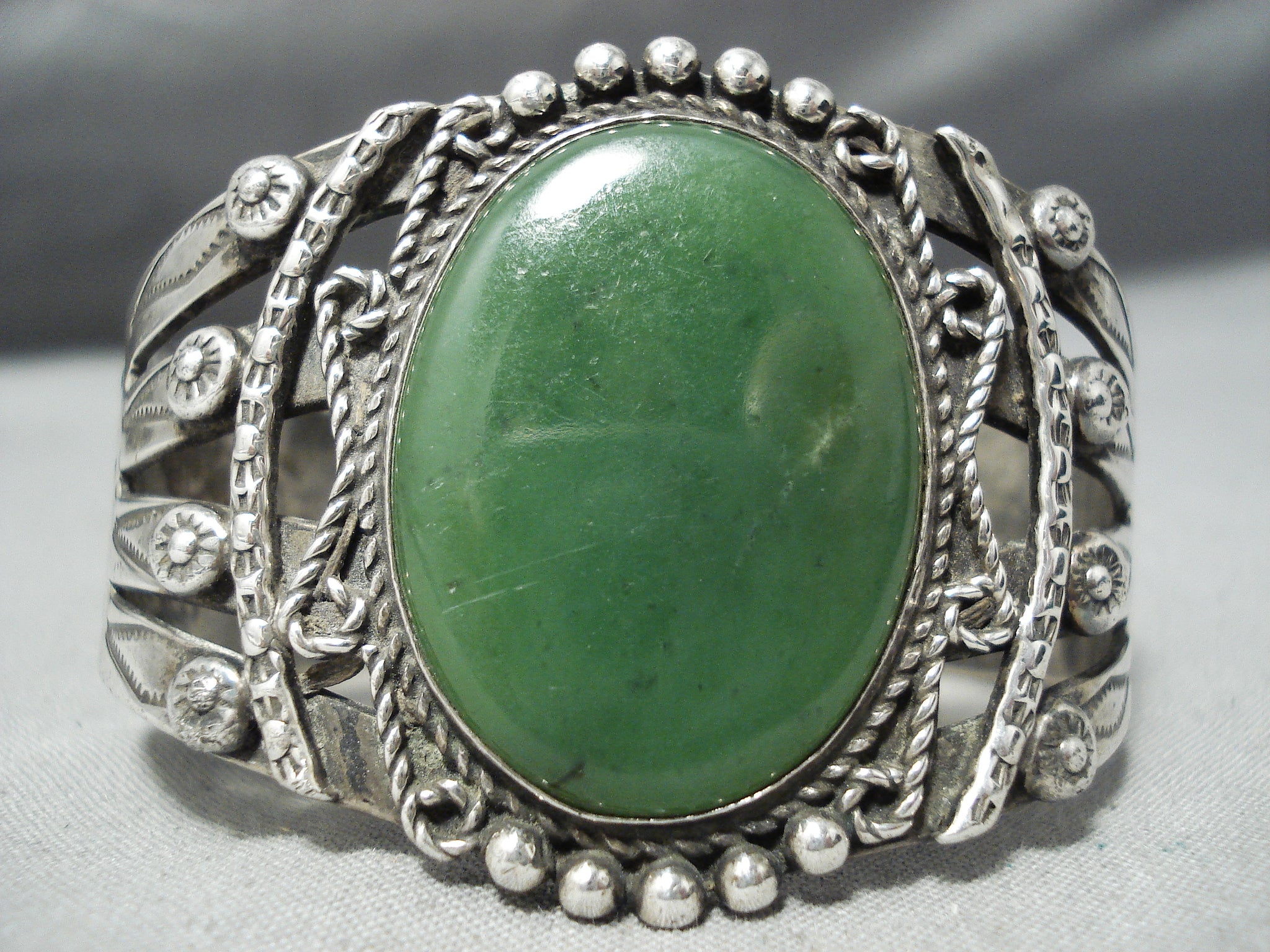 Early Heavy Vintage Native American Navajo Green Turquoise