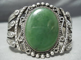 Early Heavy Vintage Native American Navajo Green Turquoise Sterling Silver Bracelet Old-Nativo Arts