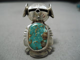 Incredible Detailed Native American Navajo Royston Turquoise Sterling Silver Kachina Ring-Nativo Arts