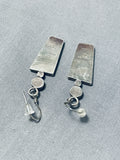 Incredible Jon Cly Signed Native American Navajo Turquoise Sterling Silver Earrings-Nativo Arts