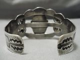 Old Old Vintage Native American Navajo Domed Cerrillos Turquoise Sterling Silver Swirl Bracelet-Nativo Arts