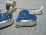 Exquisite Vintage Native American Navajo Inlay Lapis Sterling Silver Earrings Pendant-Nativo Arts