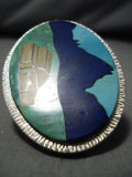 Wonderful Vintage Native American Navajo Inlay Turquoise Lapis Sterling Silver Native Ring Old-Nativo Arts