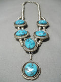 Opulent Vintage Native American Navajo Persin Turquoise Sterling Silver Necklace Old-Nativo Arts