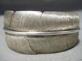So Detailed!! Time Consuming Vintage Native American Navajo Feather Sterling Silver Bracelet-Nativo Arts