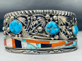 The Best Vintage Native American Navajo David Tune Turquoise Inlay Sterling Silver Bracelet-Nativo Arts