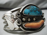 Tremendous Vintage Native American Navajo Blue Diamond Turquoise Sterling Silver Bracelet Old-Nativo Arts