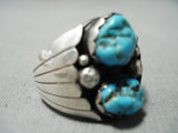 Marvelous Vintage Navajo Turquoise Sterling Silver Ring Native American Old-Nativo Arts