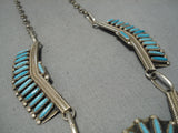 Amazing Vintage Zuni Native American Turquoise Sterling Silver Necklace-Nativo Arts