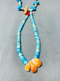 Vibrant Vintage Native American Navajo Turquoise Spiny Oyster Heishi Cord Jacla Necklace-Nativo Arts