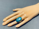Heavy Vintage Native American Navajo Blue Diamond Turquoise Sterling Silver Ring-Nativo Arts