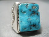 Unbelievable Vintage Native American Navajo Kingman Turquoise Sterling Silver Ring Old-Nativo Arts