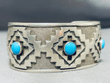 Amazing Vintage Native American Navajo 3 Sleeping Beauty Turquoise Sterling Silver Huge Bracelet-Nativo Arts