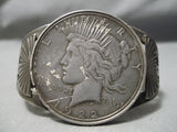 Earlier Vintage Navajo 1900's Sterling Silver Native American Coin Bracelet Old-Nativo Arts