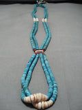 One Of The Longest Vintage Santo Domingo Native American Navajo Turquoise Heishi Necklace-Nativo Arts