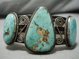 Very Important Vintage Native American Navajo Uita6 Royston Turquoise Ingot Silver Bracelet Old-Nativo Arts