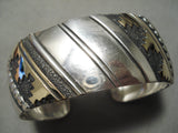 Authentic Vintage Native American Navajo Thomas Singer Sterling Silver Gold Bracelet Old-Nativo Arts