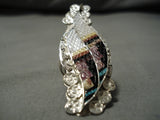 Tremendous Vintage Zuni Native American Turquoise Inlay Eldred Martinez Ring-Nativo Arts