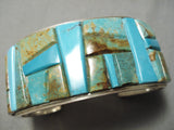 Superior Vintage Native American Navajo Yazzie Family Turquoise Inlay Sterling Silver Bracelet-Nativo Arts
