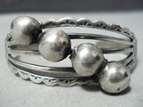 Early Huge Ball Vintage Native American Navajo Sterling Silver Bracelet Cuff Old-Nativo Arts