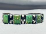 One Of The Best Vintage Native American Navajo Dark Green Turquoise Sterling Silver Bracelet-Nativo Arts