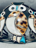 The Craziest Vintage Native American Zuni Owl Turquoise Sterling Silver Bracelet-Nativo Arts