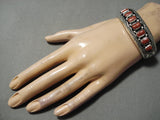 Brilliant Navajo Coral Sterling Silver Bracelet Old Native American-Nativo Arts