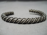 Wonderful Vintage Native American Navajo Hand Tooled Sterling Silver Woven Bracelet Old Cuff-Nativo Arts