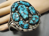 Incredible Vintage Native American Navajo Spiderweb Turquoise Sterling Silver Bracelet Old-Nativo Arts